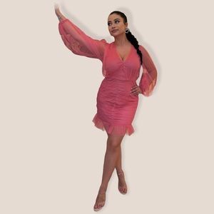 Misguided pink scrunched dress